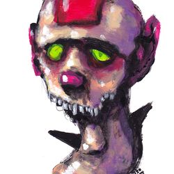 Mr. Red polosa. Zombie painting original art, Horror Dark art creepy Contemporary Outsider Art. Acrylic, paper