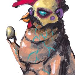 Mr. Golden Yaicko. Zombie painting original art, Horror Dark art creepy Contemporary Outsider Art. Acrylic, paper