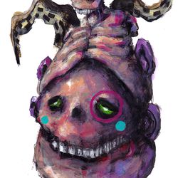 Mr. Puzo. Zombie painting original art, Horror Dark art creepy Contemporary Outsider Art. Acrylic, paper