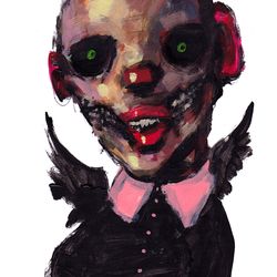 Mr. Uzhastik. Zombie painting original art, Horror Dark art creepy Contemporary Outsider Art. Acrylic, paper