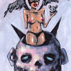 Mrs. Tort mozgi. Nude Erotic NSFW Zombie painting original art, Horror Dark art creepy Art. Acrylic, paper