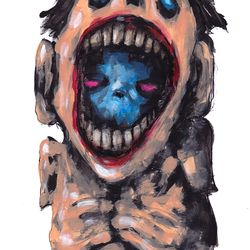 Mr. Sinii rot. Zombie painting original art, Horror Dark art creepy Contemporary Outsider Art. Acrylic, paper