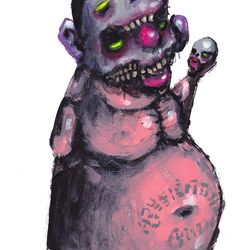 Mr. Puzo Kukuruzo. Zombie painting original art, Horror Dark art creepy Contemporary Outsider Art. Acrylic, paper
