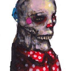 Mr. Gorohi. Zombie painting original art, Horror Dark art creepy Contemporary Outsider Art. Acrylic, paper