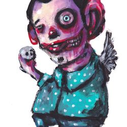 Mr. Zombglazio. Zombie painting original art, Horror Dark art creepy Contemporary Outsider Art. Acrylic, paper