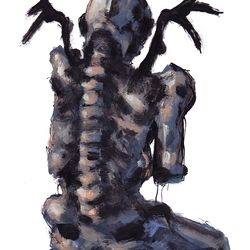 Mr. Pozvonki. Zombie painting original art, Horror Dark art creepy Contemporary Outsider Art. Acrylic, paper