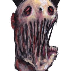 Mr. Jvachka. Zombie painting original art, Horror Dark art creepy Contemporary Outsider Art. Acrylic, paper