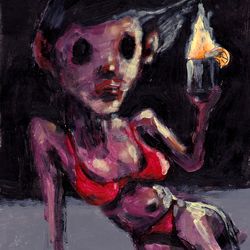 Mrs. Alko. Zombie painting original art, Horror Dark art creepy Contemporary Outsider Art. Acrylic, paper