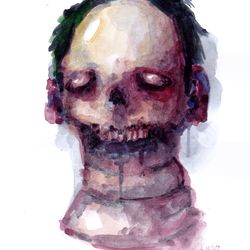 Mr. Aquazomb. Zombie painting original art, Horror Dark art creepy Contemporary Outsider Art.