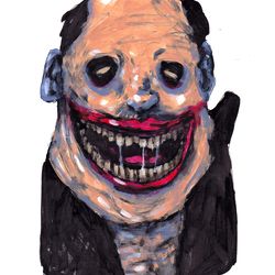 Mr. Old zombie. Zombie painting original art, Horror Dark art creepy Contemporary Outsider Art. Acrylic, paper