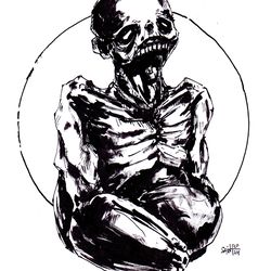 Mr. Big ruki. Zombie painting original art, Horror Dark art creepy Contemporary Outsider Art. Acrylic, paper