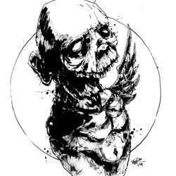 Mr. Black crown. Zombie painting original art, Horror Dark art creepy Contemporary Outsider Art. Acrylic, paper