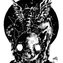 Mr. Kotikus ink. Zombie painting original art, Horror Dark art creepy Contemporary Outsider Art. Acrylic, paper