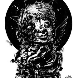 Mr. Bike ink. Zombie painting original art, Horror Dark art creepy Contemporary Outsider Art. Acrylic, paper