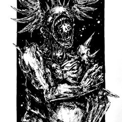 Angelic Transformation. Zombie painting original art, Horror Dark art creepy Contemporary Outsider Art. Acrylic, paper