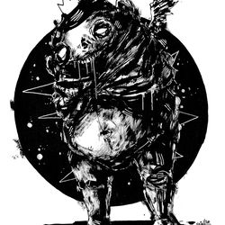 Mr. Puziaka ink. Zombie painting original art, Horror Dark art creepy Contemporary Outsider Art. Acrylic, paper