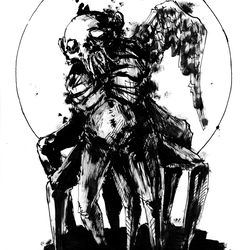 Mr. Mnogonozhka ink. Zombie painting original art, Horror Dark art creepy Contemporary Outsider Art. Acrylic, paper