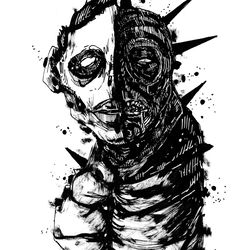 Mr. Polovina ink. Zombie painting original art, Horror Dark art creepy Contemporary Outsider Art. Acrylic, paper