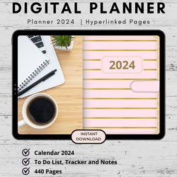 2024 Digital Planner – 2024 Daily, Weekly & Monthly Planner | Hyperlinked Digital Planner | GoodNotes Planner | iPad Pla