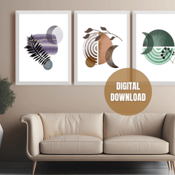 Printable Set of 4 Boho Wall Art Posters, Neutral Modern Wall Art, Boho Art Prints, Digital Download