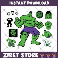 hulk svg, cricut cutting file, hulk bunlde cartoon clipart, layered digital vector file, image files, cartoon bundle, ca