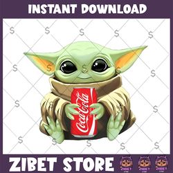 baby yoda with coca cola png,baby yoda png, sublimation ready, png files for sublimation