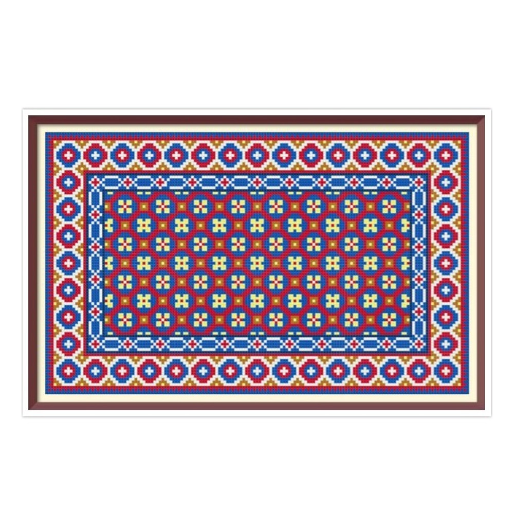 Doll House Carpet - Cross Stitch Pattern - PDF Antique Miniature for Needlepoint - Dolls Rug - Geometric Embroidery - Reproduction of 1510.jpg