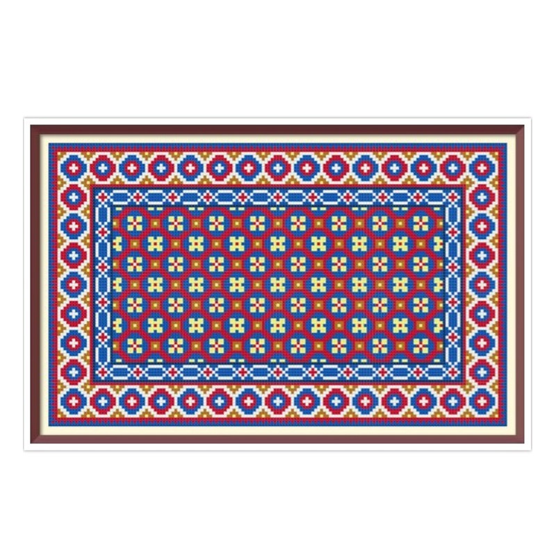 Doll House Carpet - Cross Stitch Pattern - PDF Antique Miniature for Needlepoint - Dolls Rug - Geometric Embroidery - Reproduction of 1510.jpg