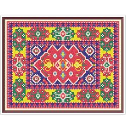making miniature oriental rugs and carpets - cross stitch pattern - pdf counted doll house rug - geometric embroidery
