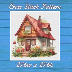 House in Garden - Cross Stitch Pattern - PDF Counted House Village - Fabulous Fantastic Magical Little Cottage - House