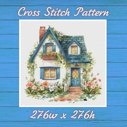 House in Garden - Cross Stitch Pattern - PDF Counted House Village - Fabulous Fantastic Magical Little Cottage - House