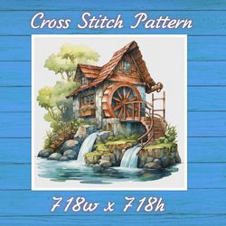 The House by the River - Cross Stitch Pattern - PDF Counted The House is Wooden - Fabulous Fantastic Magical House