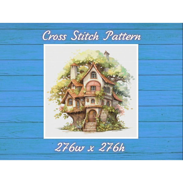 Cottage in Garden Cross Stitch Pattern PDF Counted House Village - Fabulous Fantastic Magical Cottage House .jpg