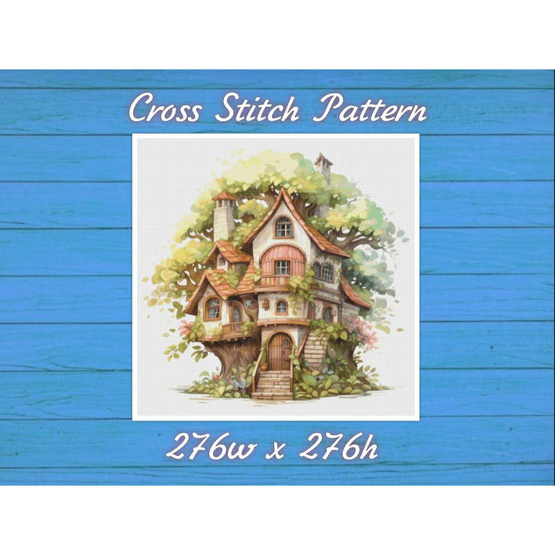 Cottage in Garden Cross Stitch Pattern PDF Counted House Village - Fabulous Fantastic Magical Cottage House .jpg