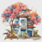 Cottage in Garden Cross Stitch Pattern PDF Counted House Village - Fabulous Fantastic Magical Cottage - House in Flowers - 5 Sizes.png