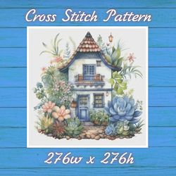 Cottage in Flowers Cross Stitch Pattern PDF Counted House Village - Fabulous Fantastic Magical House in Garden 744 276