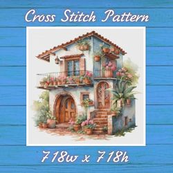 Cottage Cross Stitch Pattern PDF Counted House Village - Fabulous Fantastic Magical Little House in Garden 834 718