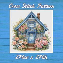 Cottage in Flowers Cross Stitch Pattern PDF Counted House Village - Fabulous Fantastic Magical House in Garden 851 276