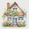 House Village - Cross Stitch Pattern - PDF Counted House in Garden - Fabulous Fantastic Magical Little Cottage - House in Flowers - 5 Sizes.png