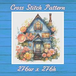 Cottage Cross Stitch Pattern PDF Counted House Village - Fabulous Fantastic Magical Little House in Garden 866 276