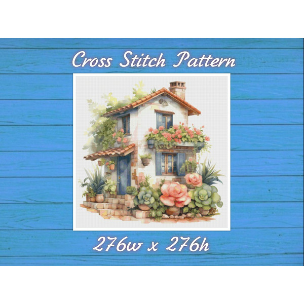 Cottage with Roses Cross Stitch Pattern PDF House Village - Fabulous Fantastic Magical House in Garden - Cottage in Flowers .jpg