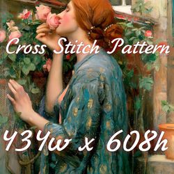 vintage cross stitch pattern my sweet rose the soul of the rose john william waterhouse 1908 pdf counted 434w x 608h