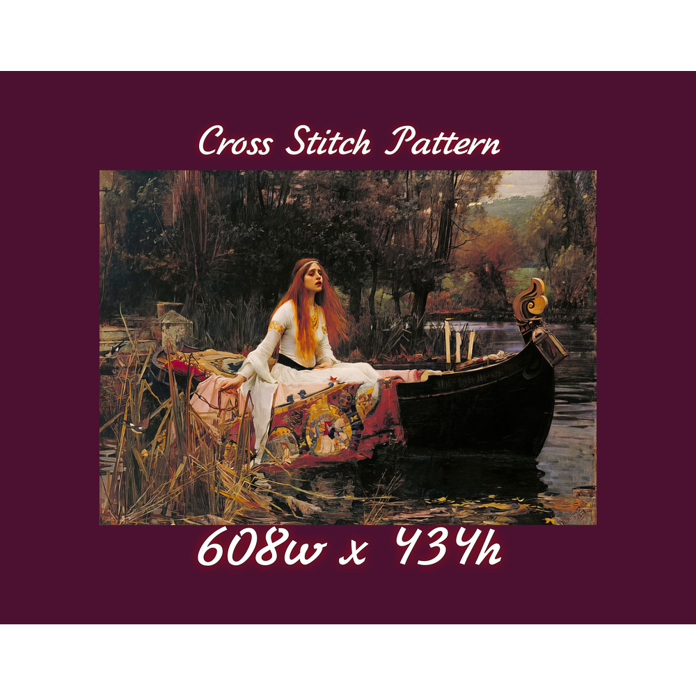 Vintage Cross Stitch Pattern The Sorceress of Shallot John William Waterhouse 1888 PDF Counted 608w x 434h.jpg