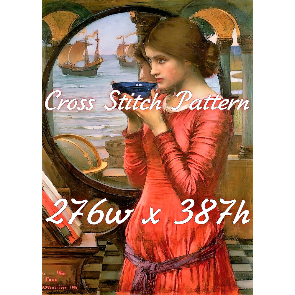 Vintage Cross Stitch Pattern Fate John William Waterhouse 1900 PDF Counted 276w x 387h.jpg