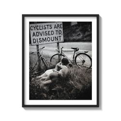 "Cyclists On The Grass" Queer Femmes Retro Photo on Matte Paper Lesbians kiss love photo Art Print