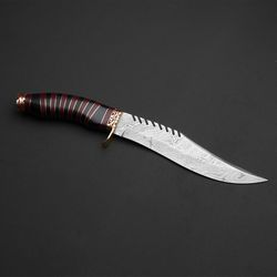 PARU HUNTING KNIFE custom handmade Damascus knife forged knife with leather sheath