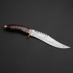 paru hunting knife custom handmade damascus knife forged knife with leather sheath
