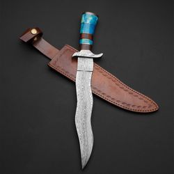 neela kris dagger custom damascus handmade knife with leather sheath