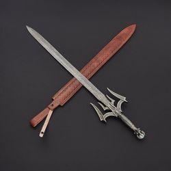 JANGO SWORD custom handmade Damascus sword withy leather sheath