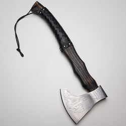 knud custom handmade damascus with leather sheath